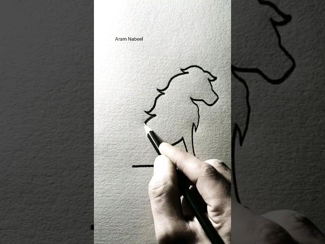 How to Draw a Lion from One line Art #aram_nabeel #shorts