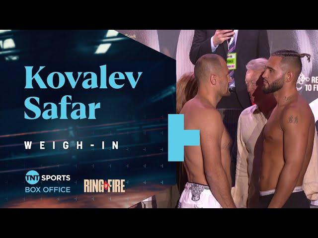 Sergey Kovalev & Robin Safar weigh-in and face-off for final time ahead of #RingOfFire 