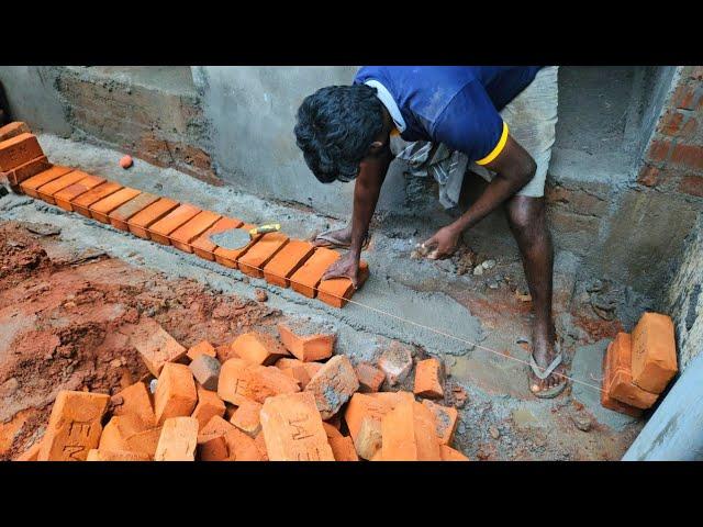 Stairs Construction_House Front Side Design Brick Stairs Build with Cement Mixing|One Steps Build