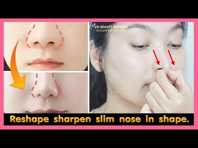 How to Reshape, Sharpen and Slim down fat nose in shape (No surgery) | Nose exercise.