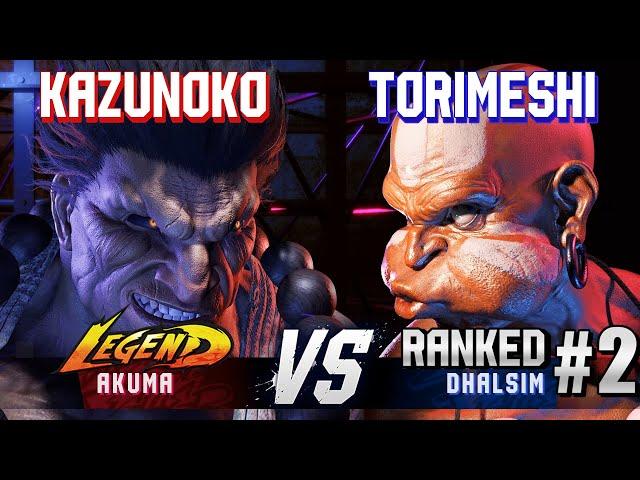 SF6 ▰ KAZUNOKO (Akuma) vs TORIMESHI (#2 Ranked Dhalsim) ▰ High Level Gameplay