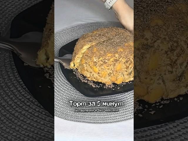 Торт за 5 минут, без выпечки и без миксера