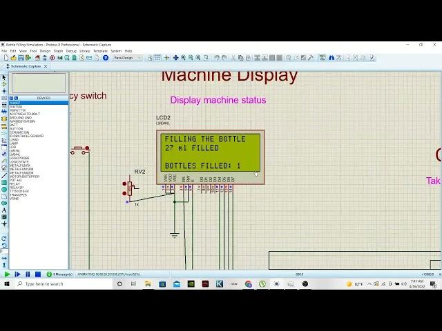 Arduino based automated bottle filling machine simulation using Proteus