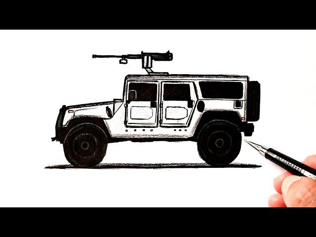 How to draw a Military Jeep car