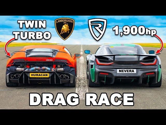 1800hp Lambo Huracan v Rimac Nevera: DRAG RACE