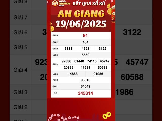 Xổ số An Giang ngày 19 tháng 6 - SXAG 19/6 - XSAG #xsag #xsmn