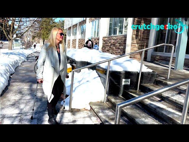 Using crutches properly on stairs is 3 times safer (when you use this invention)