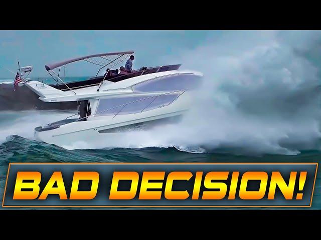 BOAT HEADS OUT DURING THE WRONG TIDE AT HAULOVER INLET !! | HAULOVER BOATS | WAVY BOATS