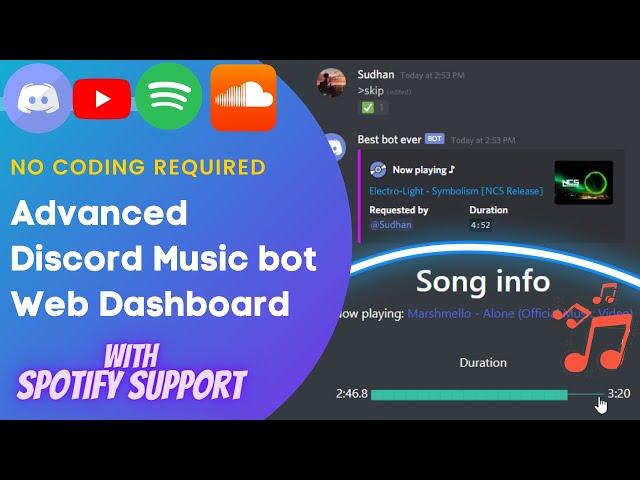 Advanced Discord Music Bot with Web Dashboard | Spotify Support