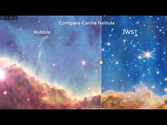 Compare Carina Nebula - James Webb Space Telescope VS Hubble