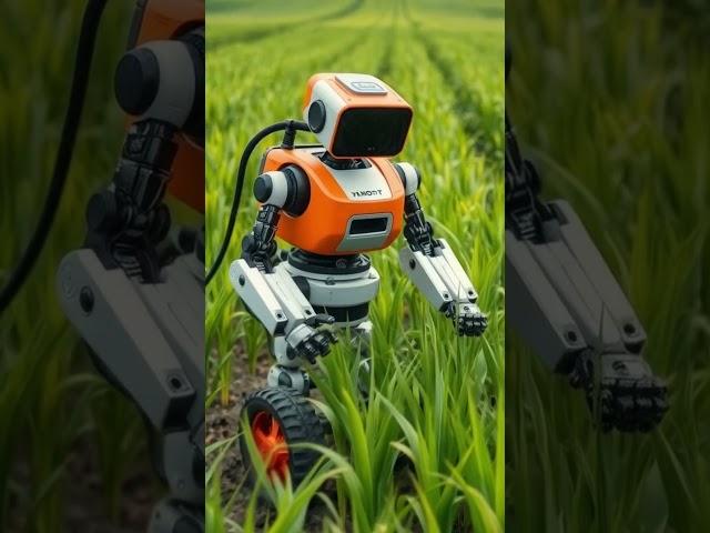 Farmer Robot Takes Care of Rice Plants #fantasy #future #robot #farming