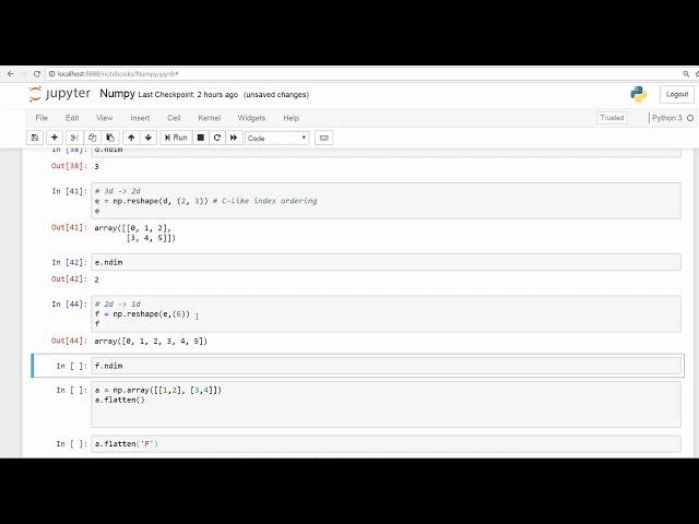 Using Numpy to Reshape  1D, 2D, and 3D Arrays