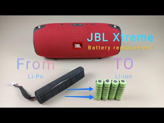 JBL Xtreme battery teardown and replacement Li-polymer to LI-ion in perfect way