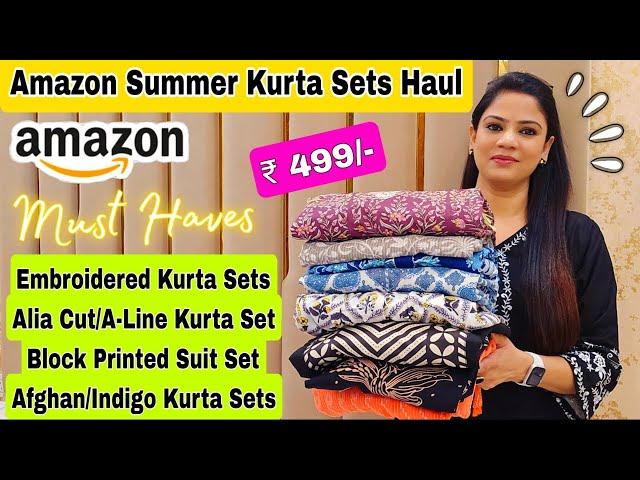 Must Haves Amazon Kurta Set Haul, Block Print Kurta Pant With Dupatta,Embroidered,Alia Cut Kurta Set