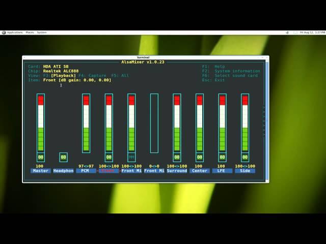 Alsamixer - Ncurses ALSA Sound Control - Ubuntu 10.10