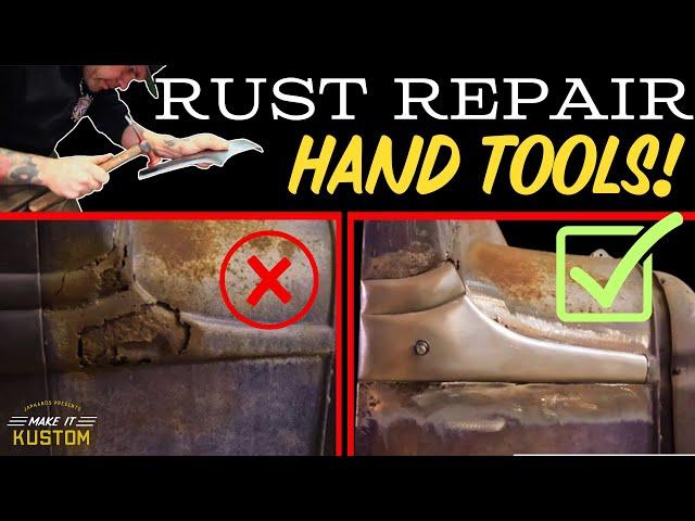 Metal Shaping with ONLY Hand Tools STEP BY STEP!!! NASTY RUST REPAIR "Getter Dan's" 1934 Ford PU