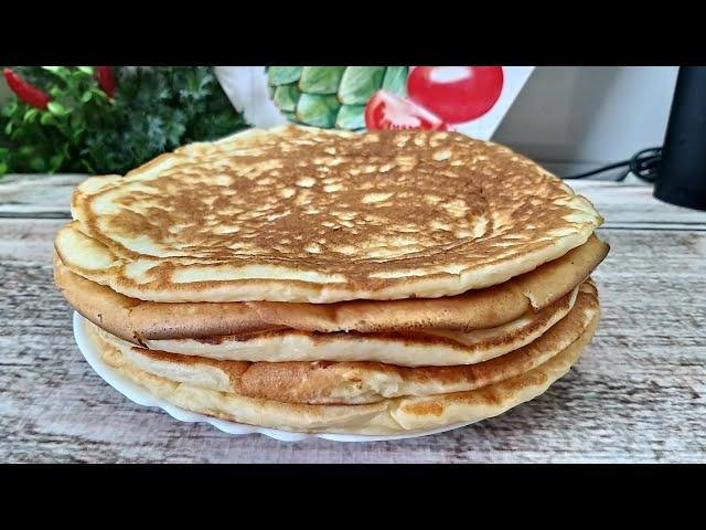 Real Russian yeast pancakes, airy, tender and very tasty thick pancakes