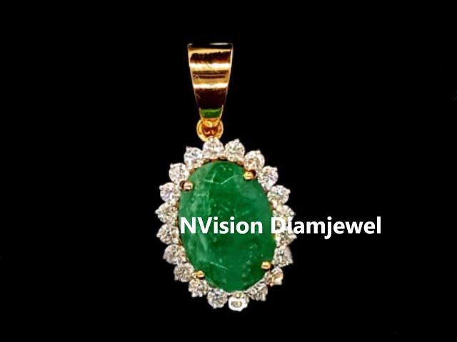 Precious Green Emrald Natural Diamond Pendant