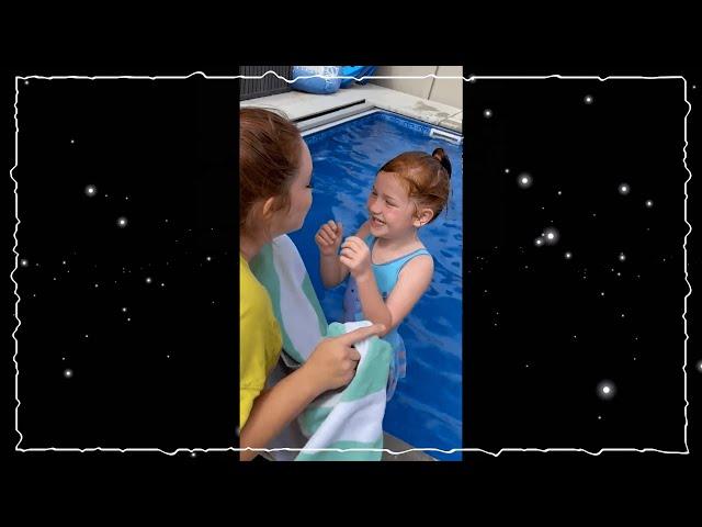 Mom PUSHED her in!! Adley learns to dive in backyard swimming pool! #Shorts