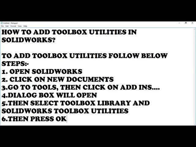 Solidworks Tutorials - How to add toolbox utility in Solidworks