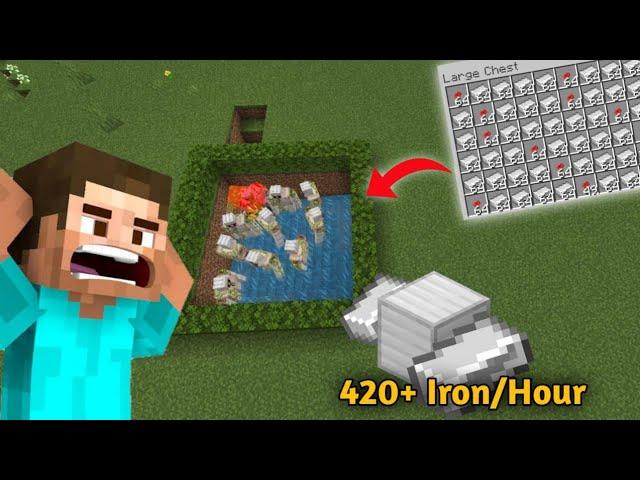 EASIEST IRON FARM IN MINECRAFT POCKET EDITION || 1.20/1.21 || Best Iron Farm In Minecraft PE (Hindi)