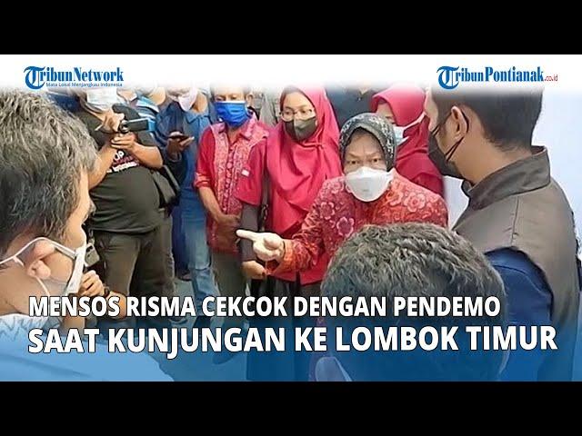 Mensos Risma Cekcok dengan Pendemo saat Kunjungan ke Lombok Timur