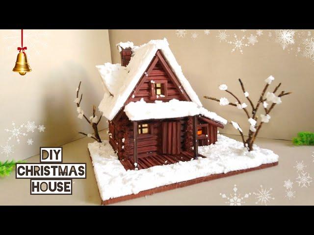 DIY Christmas House From Cardboard/Making DIY Christmas Snowy Log House