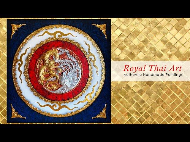 Asian Dragon and Phoenix Painting - Royal Thai Art