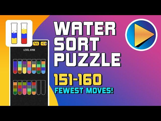 Water Sort Puzzle Levels 151 to 160 Walkthrough [Fewest Moves!]