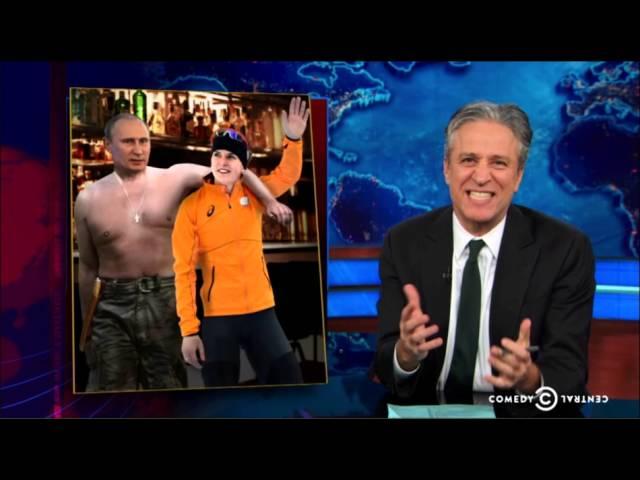 Jon Stewart over Ireen Wust en Vladimir Poetin in de Daily show