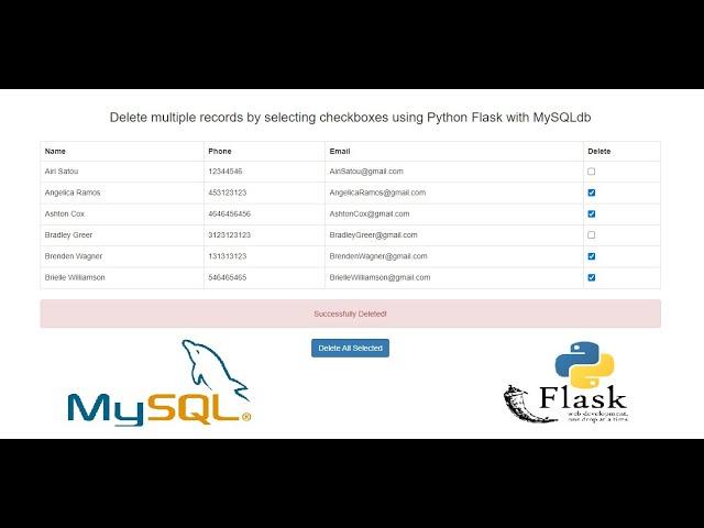 Delete multiple records by selecting checkboxes using Python Flask with MySQLdb