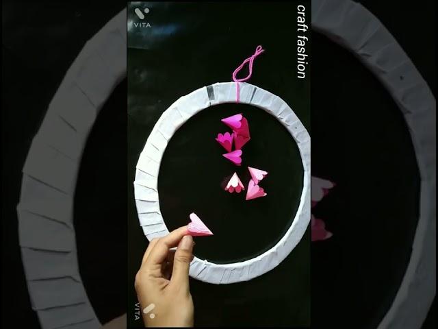 Wall hanging round craft with paper. #shorts #wallhanging #youtubeshorts