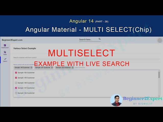 Part 28 - Multiselect With Live Search | Angular Material | Angular 14 Series | Various Selection