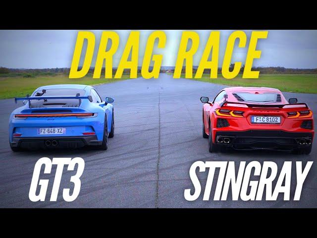 Porsche 992 GT3 VS Corvette C8 : DRAG RACE