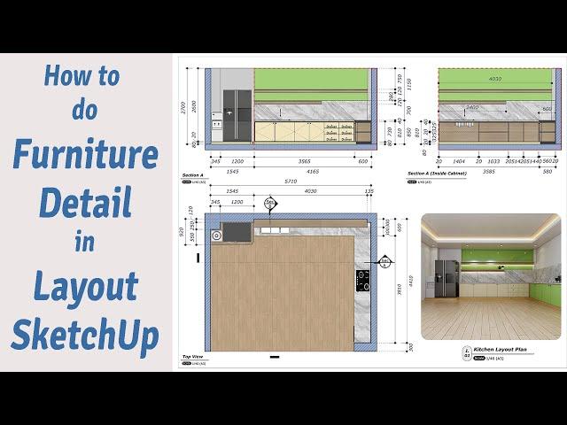 Layout SketchUp Lesson#25 How to do Furniture Detail in Layout SketchUp