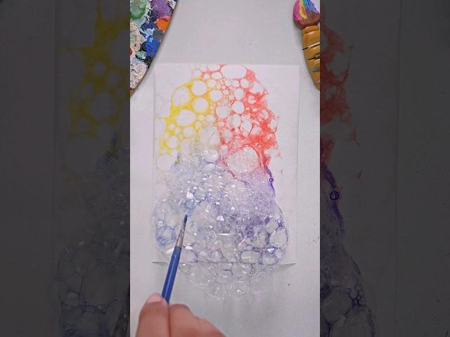 Painting with Bubbles 🫧 Easy Watercolor technique #shorts #art