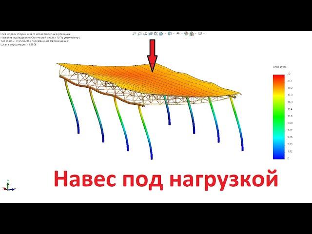 3d модель навеса из ферм в SolidWorks  Визуализация проекта и расчет нагрузок