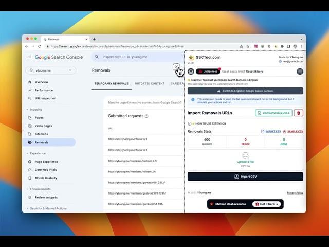 Google Search Console: Bulk URL Removal Tool - GSCTool.com