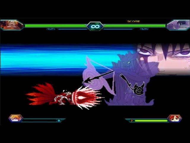 Naruto (Start & Kyuubi Modes) vs Sasuke (Hebi, Curse Mark & EMS) - Bleach vs Naruto 3.1