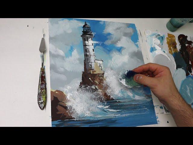 Lighthouse Speed painting / Acrylic / painting demonstration