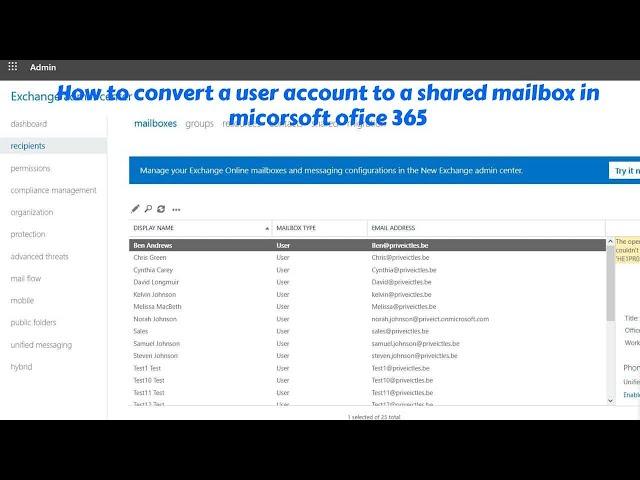 How to convert a user account to a shared mailbox in micorsoft ofice 365 | Convert a mailbox