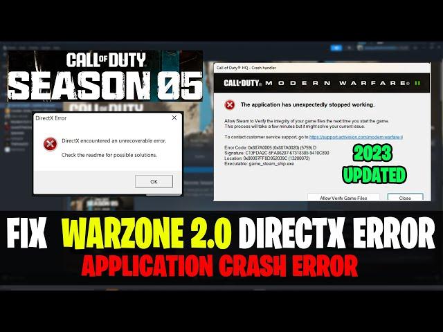 How To Fix Warzone 2.0 Season 5 Crashing & Not Launching - DirectX Error & Game_steam_ship.exe Error