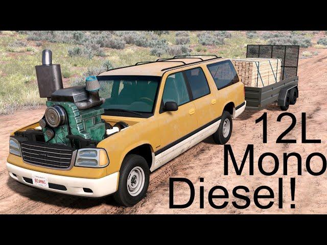 Huge Single-Cylinder Diesel Tow Test! BeamNG. Drive