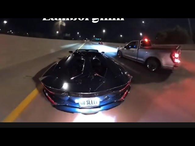 F-150 vs Lamborghini / 2 Highway runs...10k bet..#motorsports #fast  #lamborghini #f150lightning