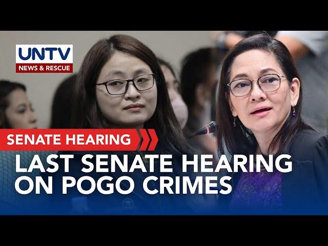 Sen. Hontiveros presides last Senate hearing on POGO crimes, related issues | November 26, 2024