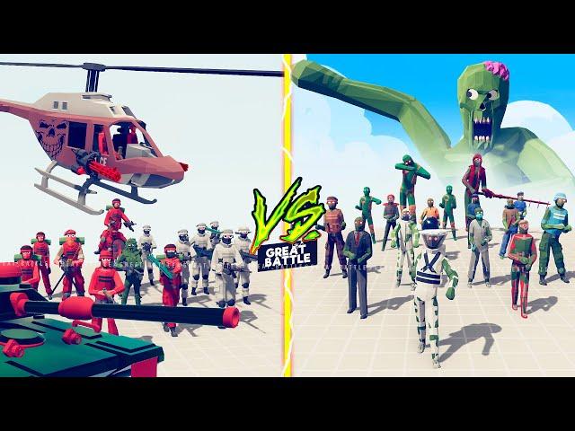 ZOMBIE TEAM vs MODERN MILITARY TEAM  - Totally Accurate Battle Simulator TABS