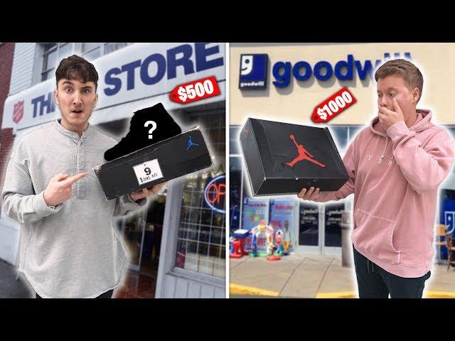 Who Can Find The MOST EXPENSIVE Sneaker In A Thrift Store? - Challenge