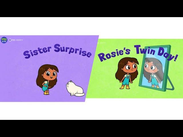 Rosie's Rules title Cards Sister Surprise / Rosie's Twin Day!