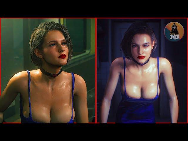 Jill Valentine In Pantyless Blue Leather Dress | Resident Evil 3 Remake Gameplay