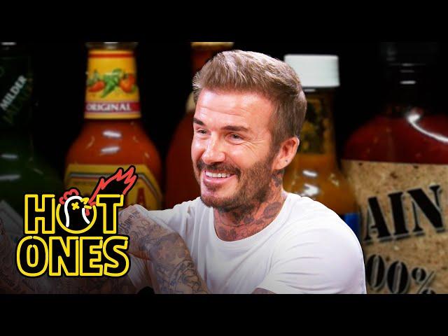 David Beckham Embraces the Moment While Eating Spicy Wings | Hot Ones